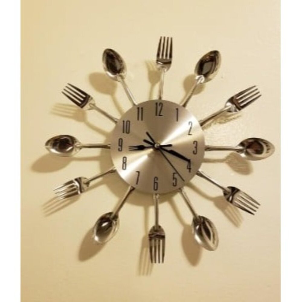New Kitchen Wall Clock, 3D Removable Modern Creative Cutlery Kitchen Decor